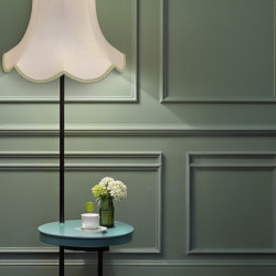 Cream and Light Green Modern Scalloped Fabric Lampshades