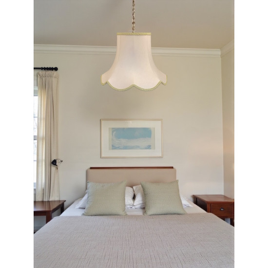 Cream and Light Green Modern Scalloped Fabric Lampshades