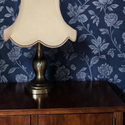 Cream and Blue Modern Scalloped Fabric Lampshades