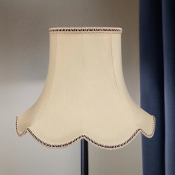 Cream and Blue Modern Scalloped Fabric Lampshades