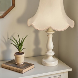 Cream and Pink Cottage Modern Scalloped Fabric Lampshades