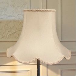Cream and Pink Cottage Modern Scalloped Fabric Lampshades