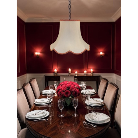 Cream Rosso Gold Modern Scalloped Fabric Lampshades