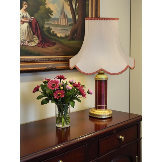 Cream Rosso Gold Modern Scalloped Fabric Lampshades