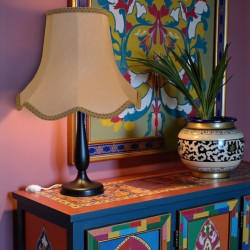 Taupe Beige Modern Scalloped Fabric Lampshades