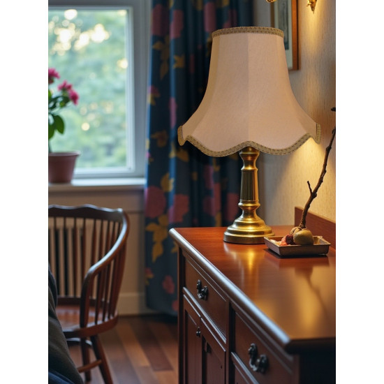 Taupe Beige Modern Scalloped Fabric Lampshades