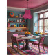 Fuchsia Pink and Black Modern Fabric Lampshades