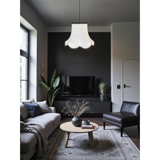 White With Black and Gold Modern Fabric Lampshades