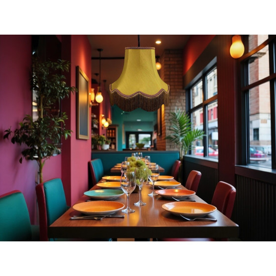 Antique Gold and Rosso Gold Scalloped Fabric Lampshade