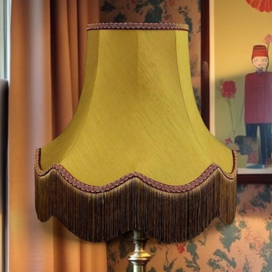 Antique Gold and Rosso Gold Scalloped Fabric Lampshade