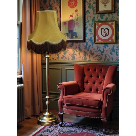 Antique Gold Scalloped Fabric Lampshades