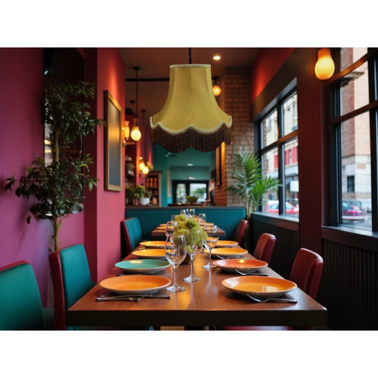 Antique Gold Scalloped Fabric Lampshades