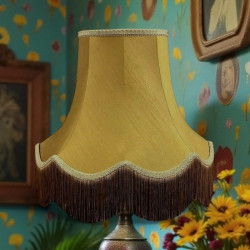 Antique Gold Scalloped Fabric Lampshades
