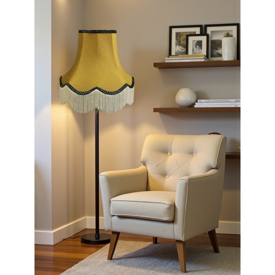 Antique Gold and Black Scalloped Fabric Lampshades