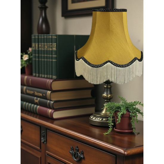 Antique Gold and Black Scalloped Fabric Lampshades