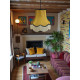 Antique Gold and Black Scalloped Fabric Lampshades