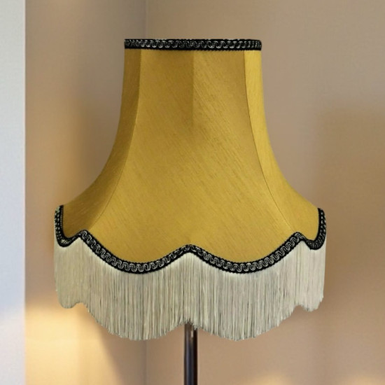 Antique Gold and Black Scalloped Fabric Lampshades