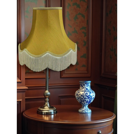 Antique Gold and Cream Scalloped Fabric Lampshade