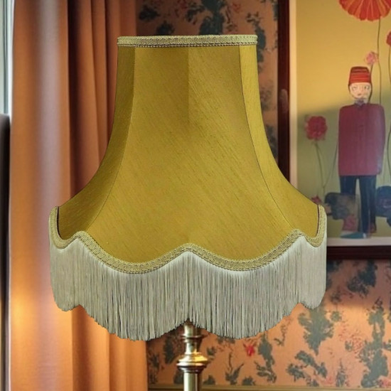 Antique Gold and Cream Scalloped Fabric Lampshade