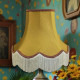 Antique Gold and Rosso Scalloped Fabric Lampshades