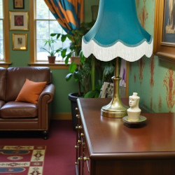 Azure Blue Scalloped Fabric Lampshades