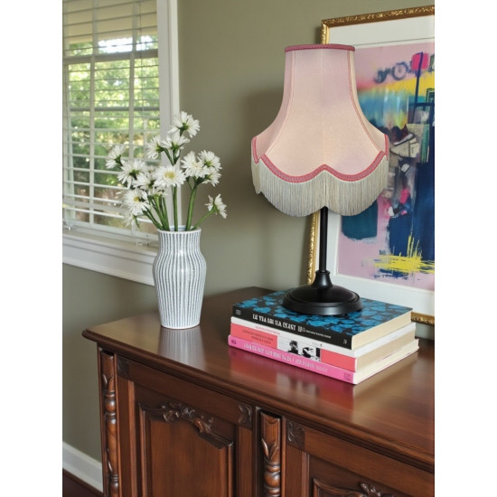 Baby Pink Scalloped Fabric Lampshades