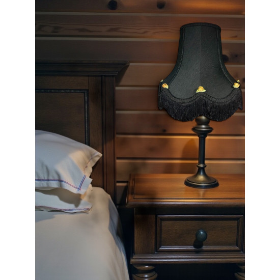 Black and Gold Rose Scalloped Fabric Lampshades