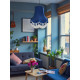 Navy Blue and Cream Tassel Scalloped Fabric Lampshades