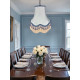 Powder Blue and Cream Tassel Scalloped Fabric Lampshades