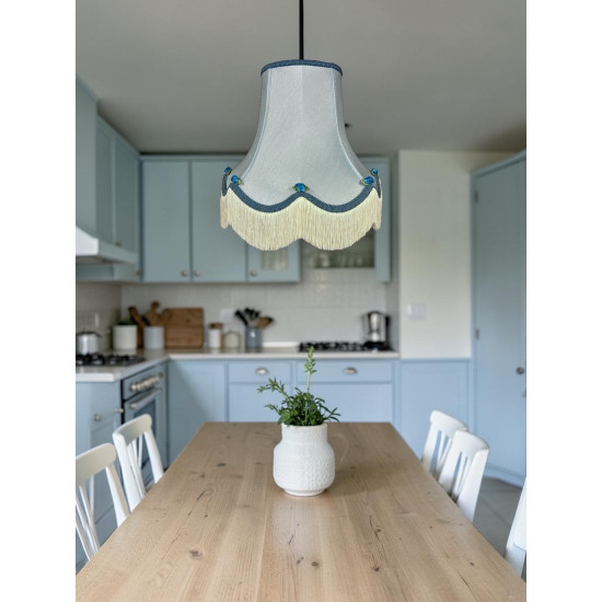 Powder Blue Rose Scalloped Fabric Lampshades