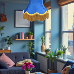Royal Blue and Gold Fabric Lampshades