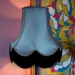 Slate Blue and Black Fabric Lampshade