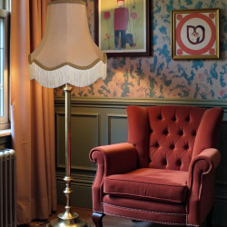 Taupe Beige Scalloped Fabric Lampshades