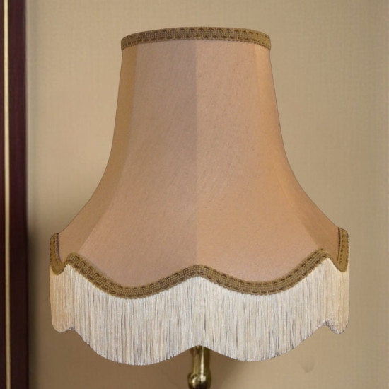 Taupe Beige Scalloped Fabric Lampshades