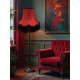Burgundy Red and Black Tasseled Fabric Lampshades