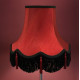 Burgundy Red and Black Tasseled Fabric Lampshades