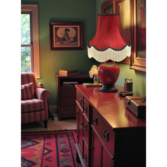 Burgundy Red and Black Fabric Lampshades