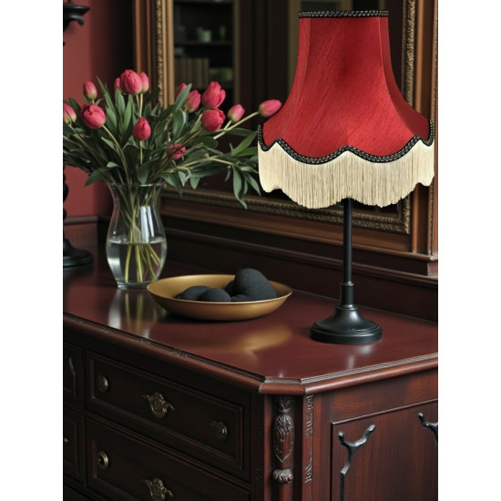 Burgundy Red and Black Fabric Lampshades