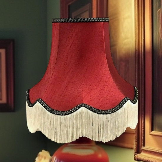 Burgundy Red and Black Fabric Lampshades