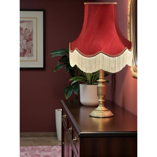 Burgundy Red and Gold Fabric Lampshades