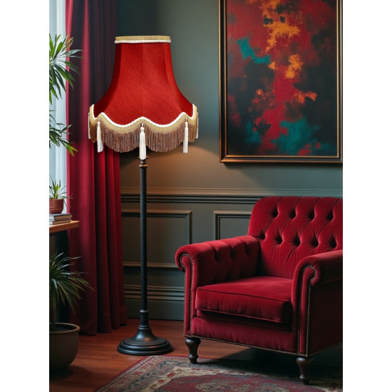 Burgundy Red and Gold Tassel Fabric Lampshades
