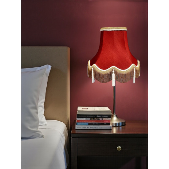 Burgundy Red and Gold Tassel Fabric Lampshades