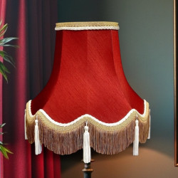Burgundy Red and Gold Tassel Fabric Lampshades