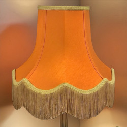 Burnt Orange and Gold Scalloped Fabric Lampshades