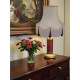 Cream and Burgundy Red Scalloped Fabric Lampshades