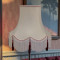 Cream and Burgundy Red Scalloped Fabric Lampshades
