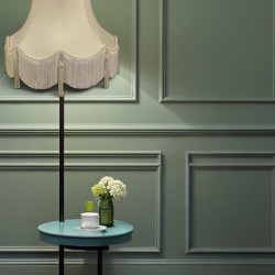 Cream and Light Green Scalloped Fabric Lampshades