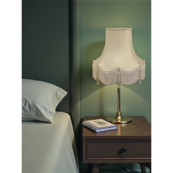 Cream and Light Green Scalloped Fabric Lampshades