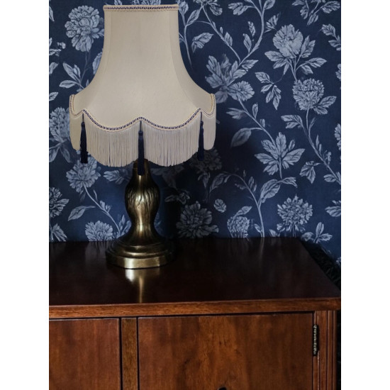 Cream and Blue Scalloped Fabric Lampshades