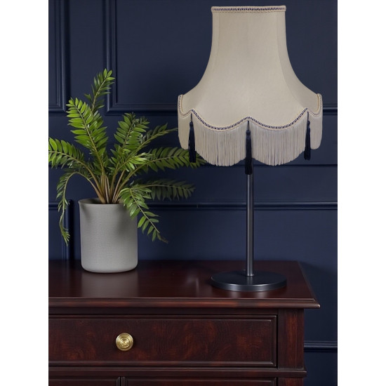 Cream and Blue Scalloped Fabric Lampshades